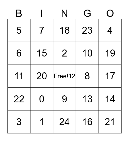 Numeros - Primer Grado Bingo Card