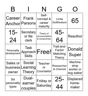 CAREER COUNSELING BINGO! Bingo Card