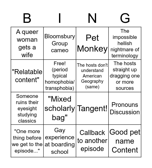 Queer as Fact Bingo Card