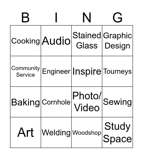 YOUmedia Workshops Bingo Card