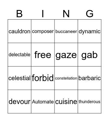 spelling test Bingo Card
