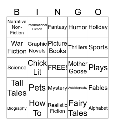 GENRE BINGO Card