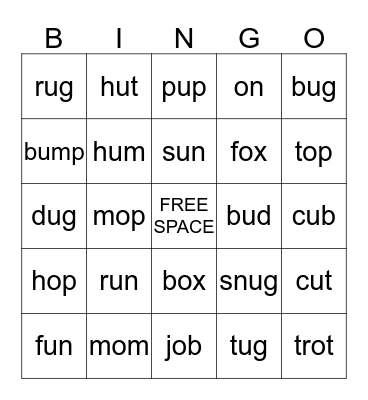Spelling Word Bingo  Bingo Card