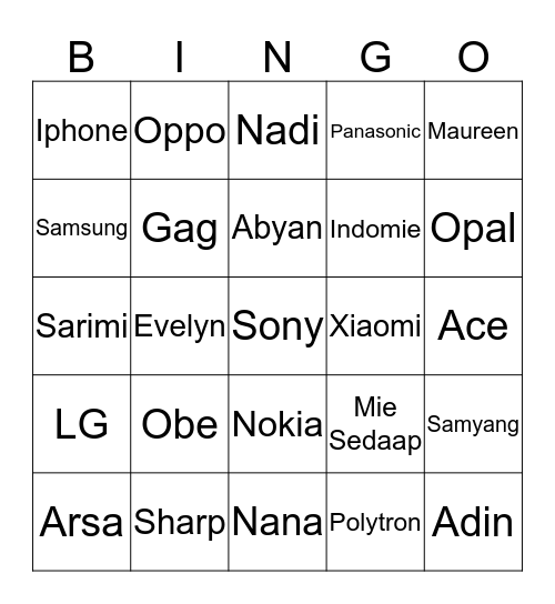 Adin Bingo Card