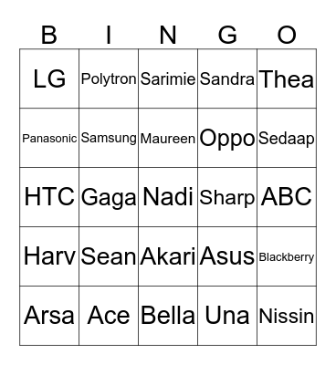 bingonya Nadi Bingo Card