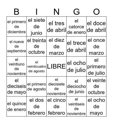 La Fecha - Loteria Bingo Card