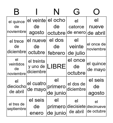 La Fecha Loteria Bingo Card
