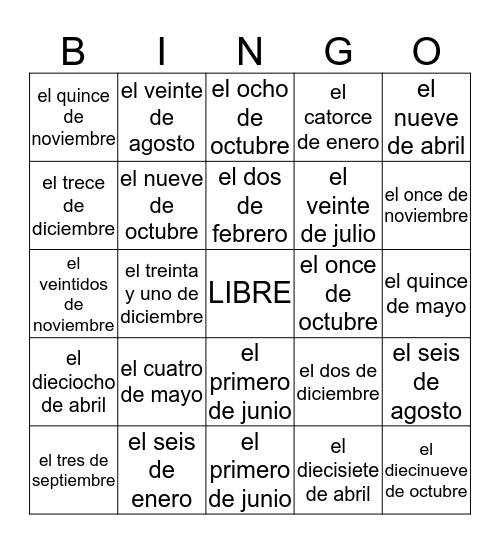 La Fecha Loteria Bingo Card