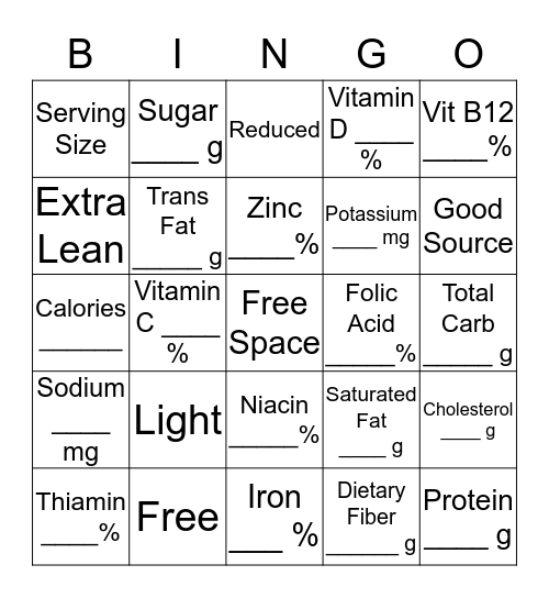 Cereal Label Bingo  Bingo Card