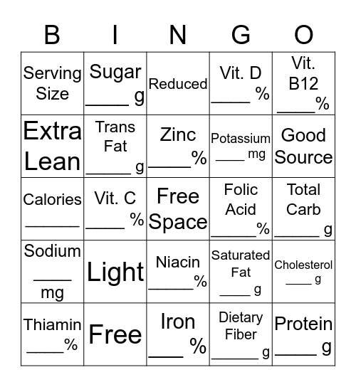 Cereal Label Bingo  Bingo Card