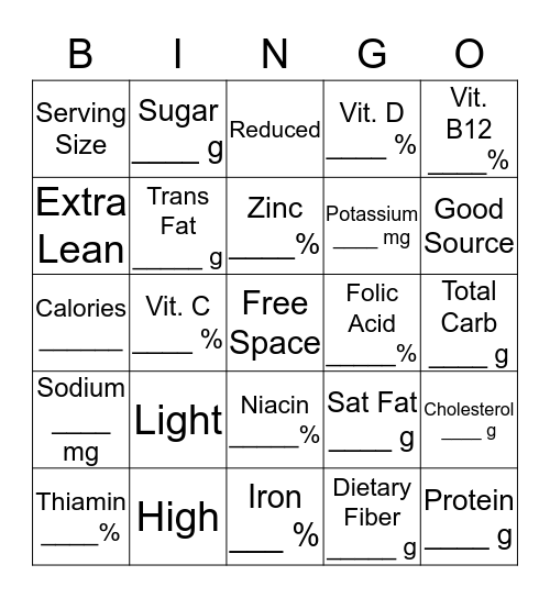 Cereal Label Bingo  Bingo Card