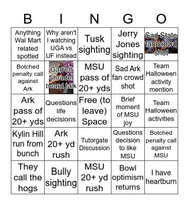 THE BASEMENT BOWL BINGO Card