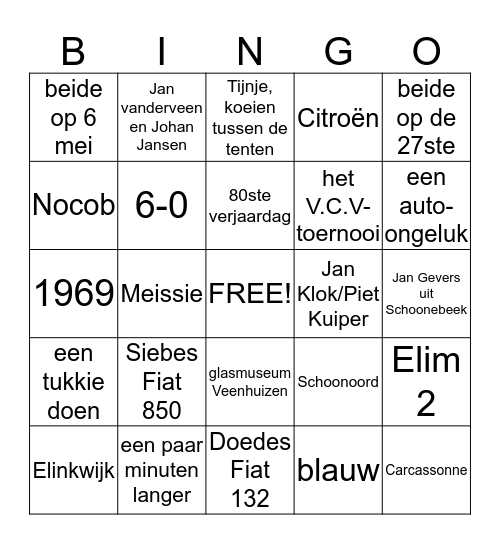 Jaap 65 jaar Bingo! Bingo Card
