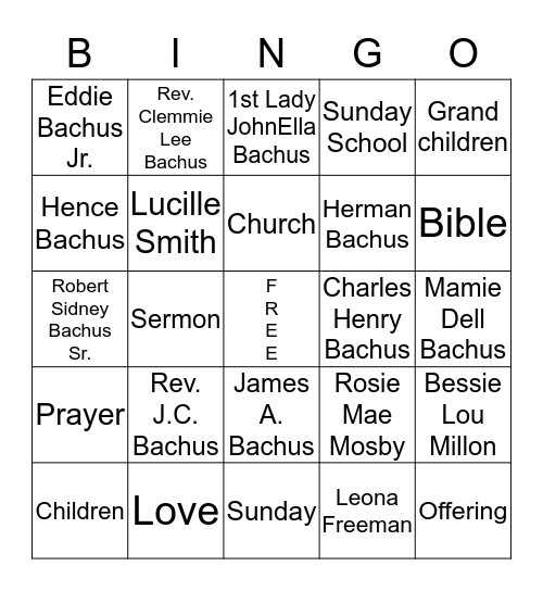 53rd Pastor & Wife Anniversay Bingo Card