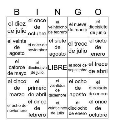 La Fecha Loteria Bingo Card