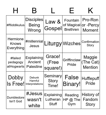 HP@Church Bingo! Bingo Card