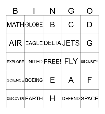BOEING BINGO Card