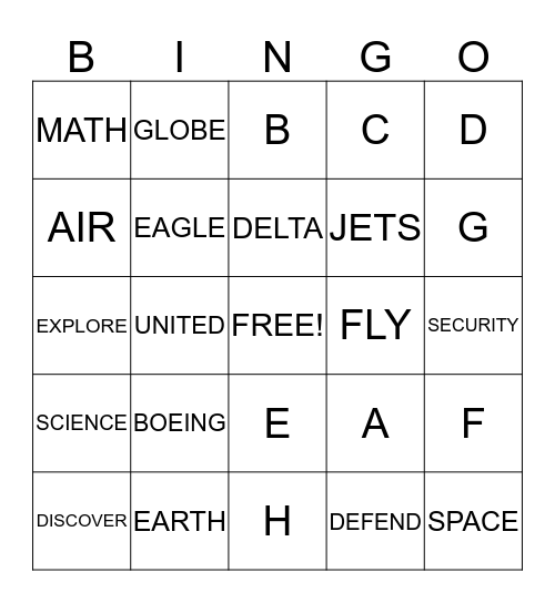 BOEING BINGO Card