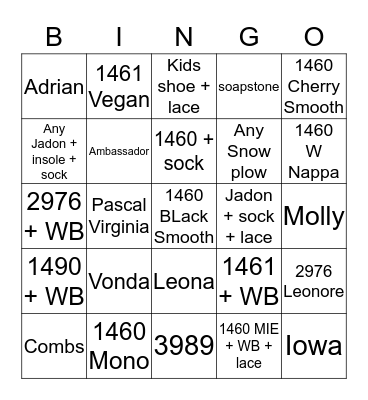 dr martens bingo! Bingo Card