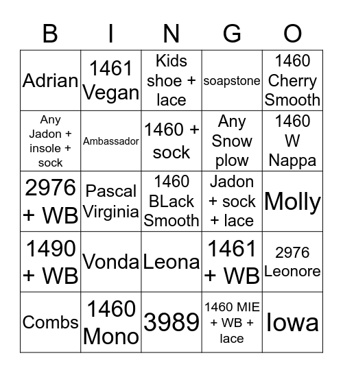 dr martens bingo! Bingo Card