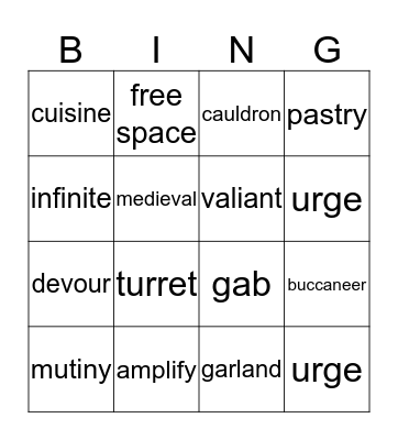 Doodle Dictionary Bingo Card
