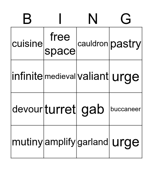 Doodle Dictionary Bingo Card