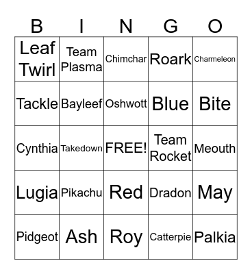 Pokemon Bingo Card