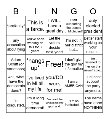 Phone Call Bingo! Bingo Card