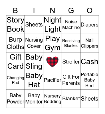 Baby Shower Gift Bingo Card