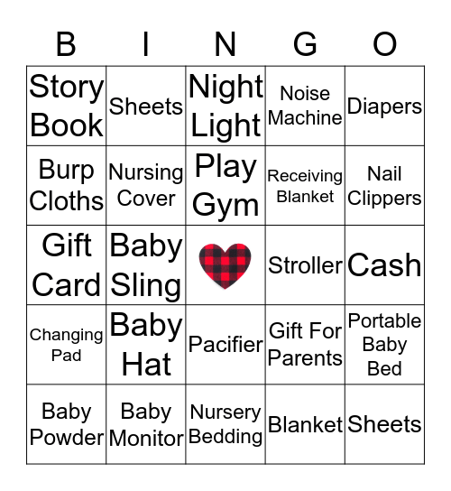 Baby Shower Gift Bingo Card