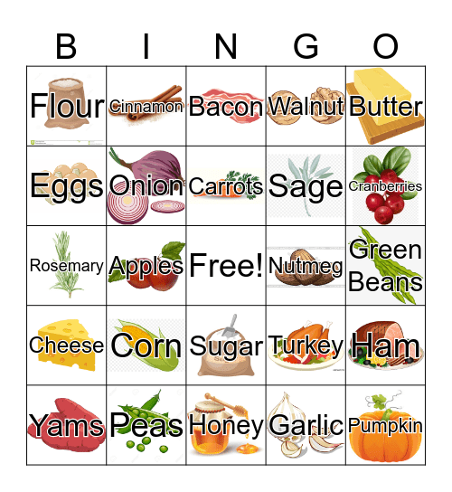 Thanksgiving Dinner Bingo Card