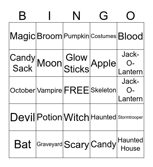 Halloween Bingo Card