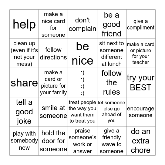 Kindness Counts! Bingo Card