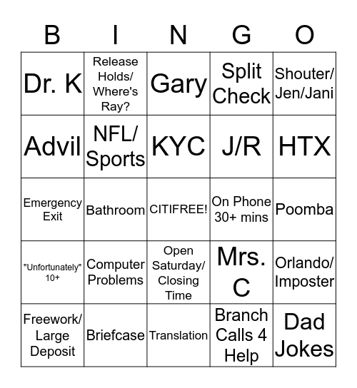 First of the Month Citi Bingo Card