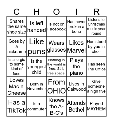 HUMAN BINGO Card