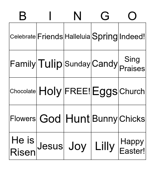 Easter Bingo Card