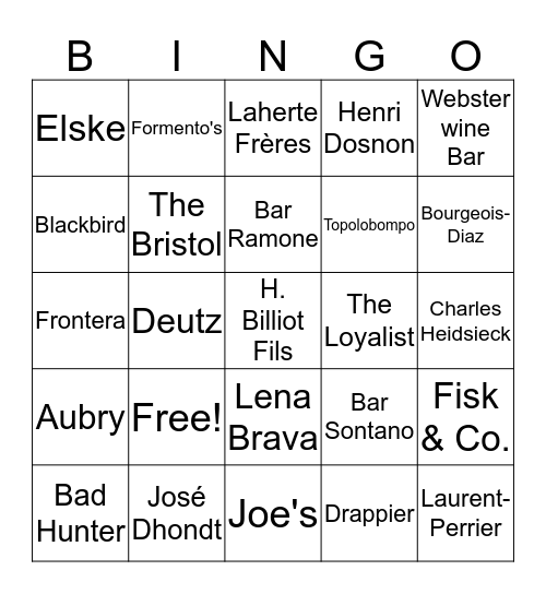 Chicago Champagne Week Bingo Card