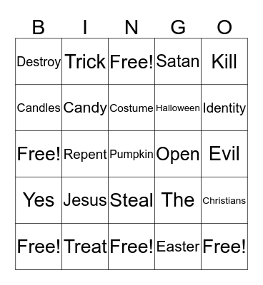 Christian Bingo Card