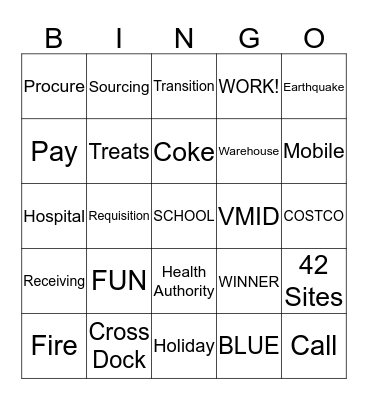 Supply Chain Bingo Card