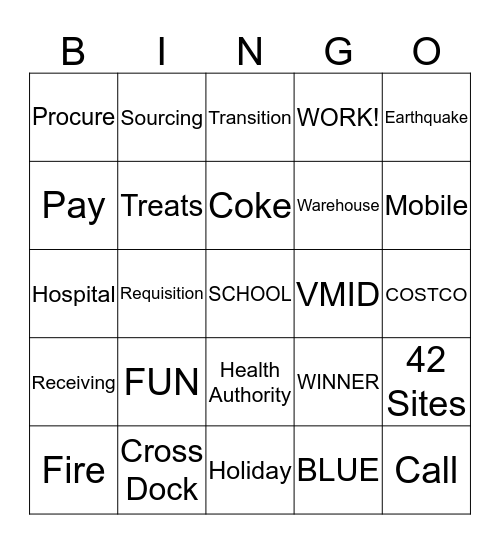 Supply Chain Bingo Card