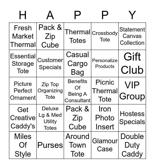 Thirty-One Bingo Card