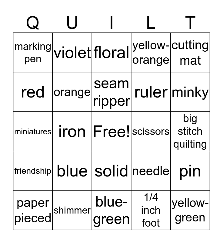 Quilt Bingo Card