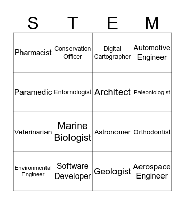 STEM Careers (4th-6th) Bingo Card