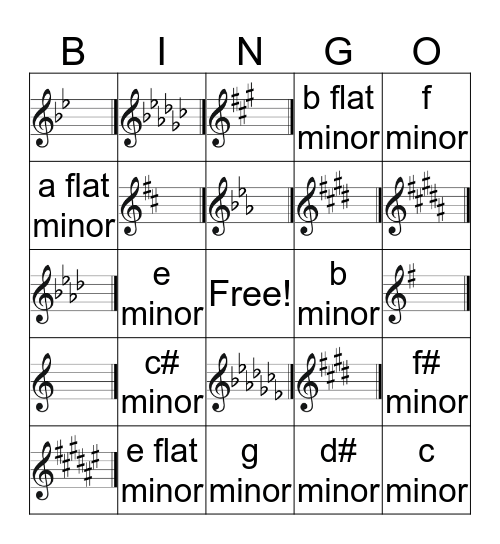 Key Signature Bingo Card