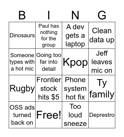 IT Bingo Card