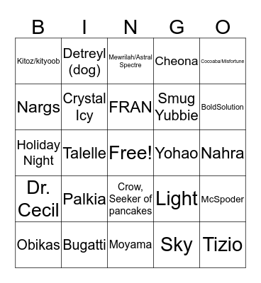 Chaos Bingo Card