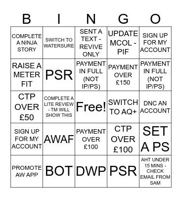 ONE PER CALL Bingo Card