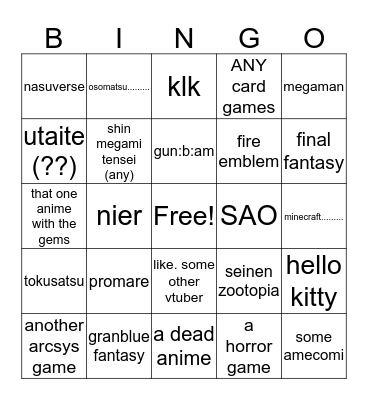 shaz's collabs i want to see happening for good and bad reason Bingo Card