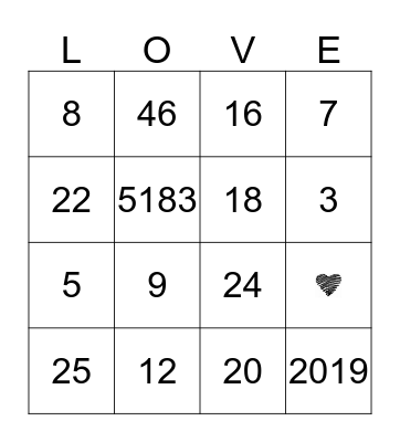 4 NOVEMBER 2019 Bingo Card