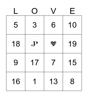 4 NOVEMBER 2019 Bingo Card